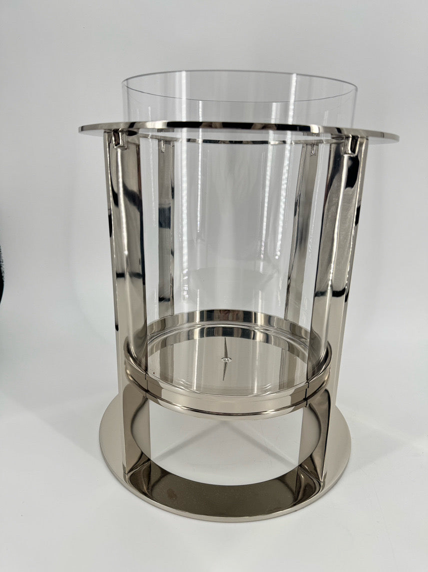 RALPH LAUREN Nickle Plate & Glass Hurricane Candle Holder