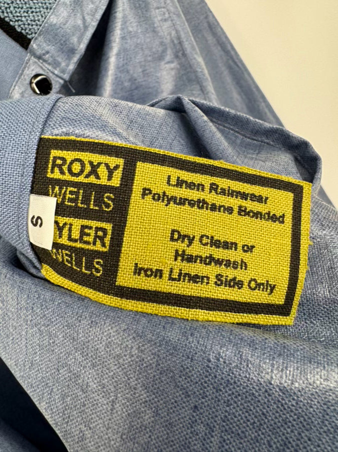 ROXY WELLS TYLER WELLS Size S Blue Reversible Linen Rain Jacket