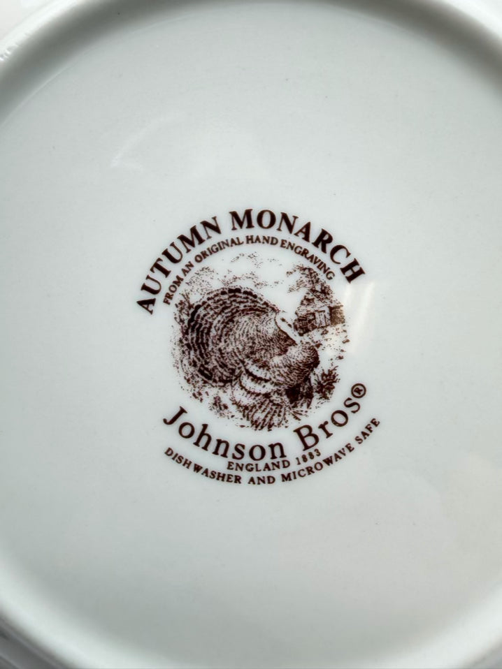 JOHNSON BROS. Brown & White Autumn Monarch Dinnerware Set Of 8 Mugs , Bowls, & Small Plates