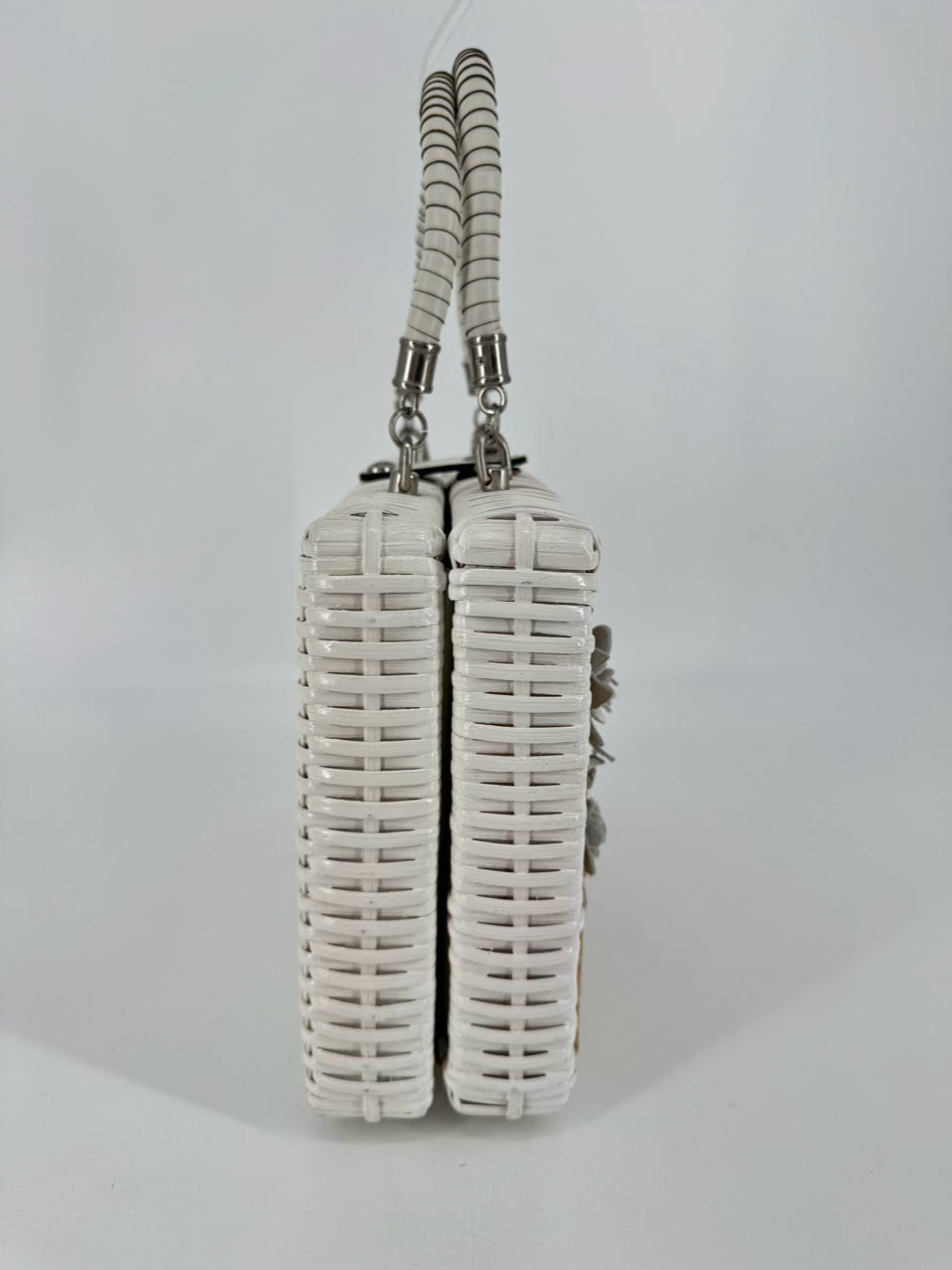 PATRICIA NASH White & Cream Wicker Embroidered Purse