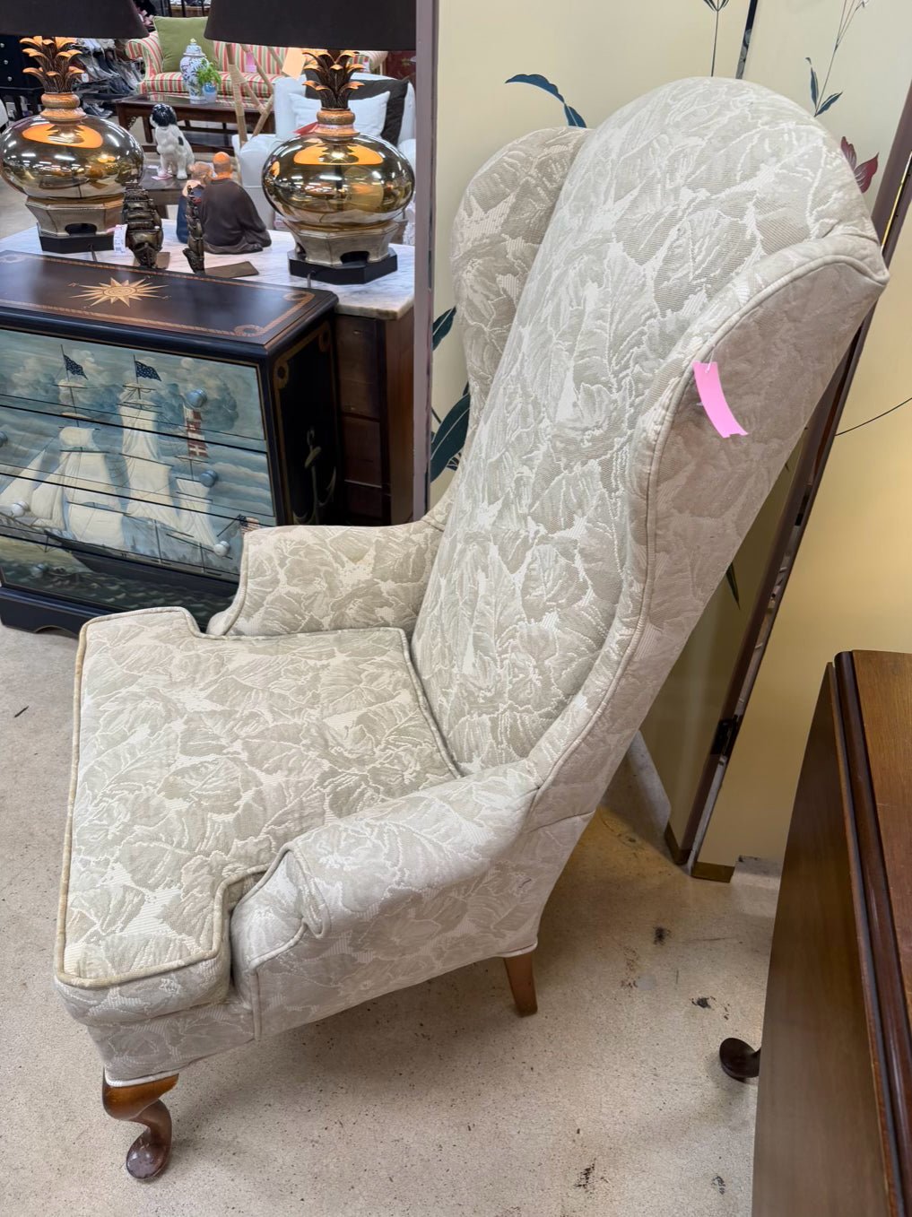 VINTAGE Cream Wing Back Chair