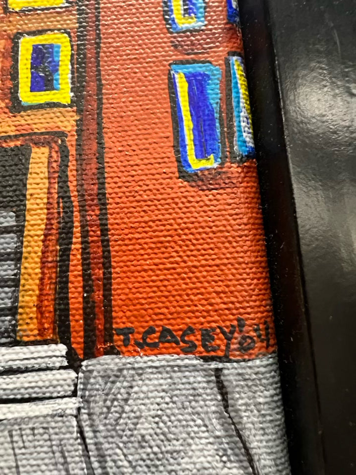 Signed Abandoned Church Oil Panting on Canvas in Black Frame