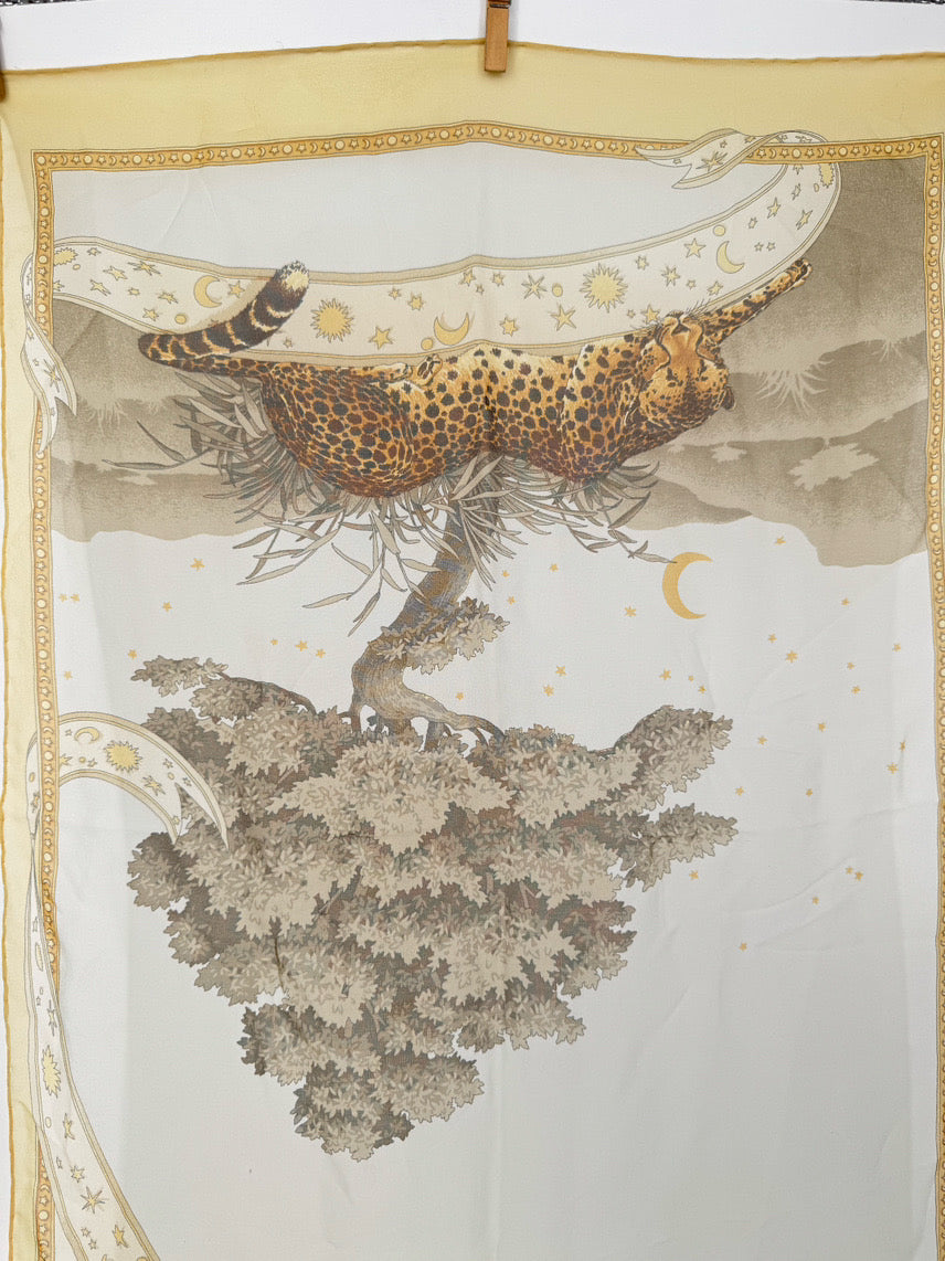 SALVATORE FERRAGAMO Butter Chiffon Animal Scarf