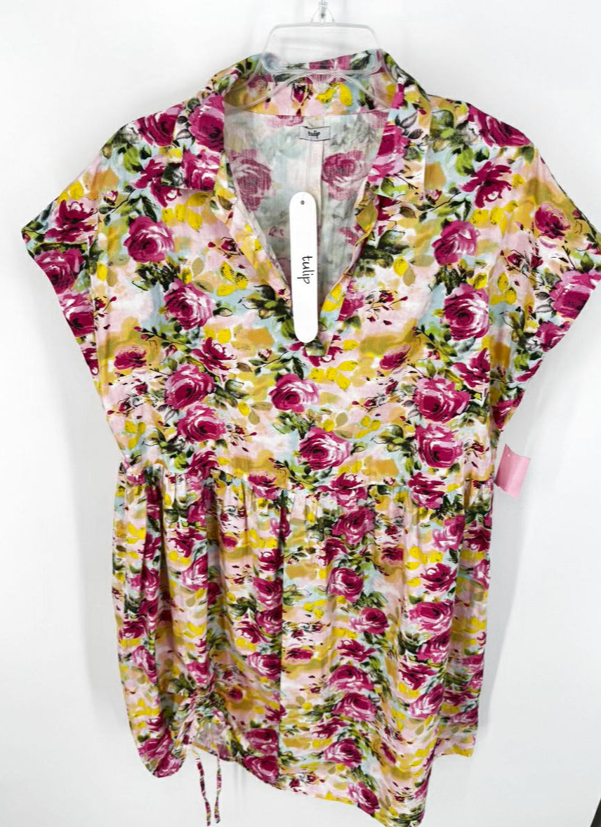 TULIP Size XL Pink & Yellow Floral Dress NWT