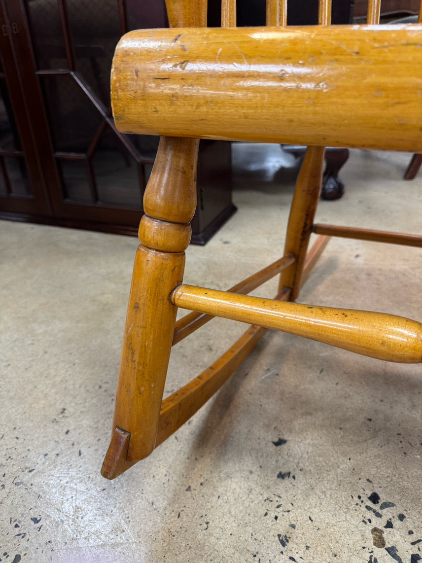 ANTIQUE Blonde Wood Rocking Chair