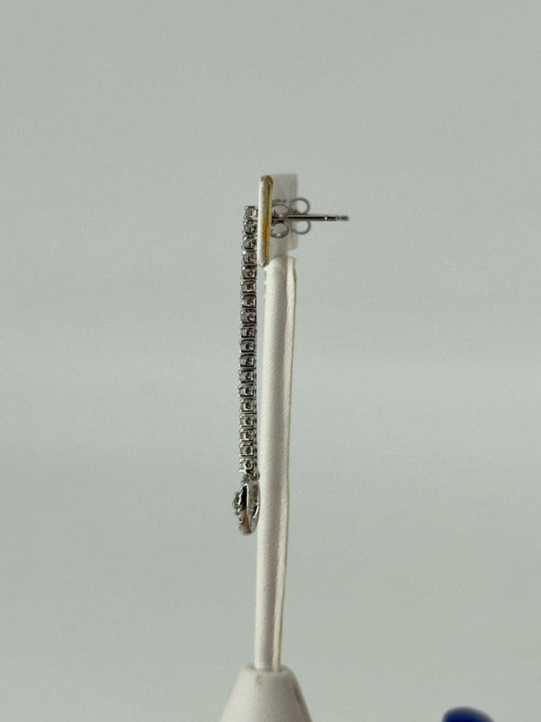 14K White Gold Diamond Dangle Earrings