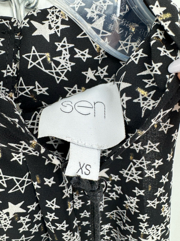 SEN Size XS Black Stars Skirt Set NWT