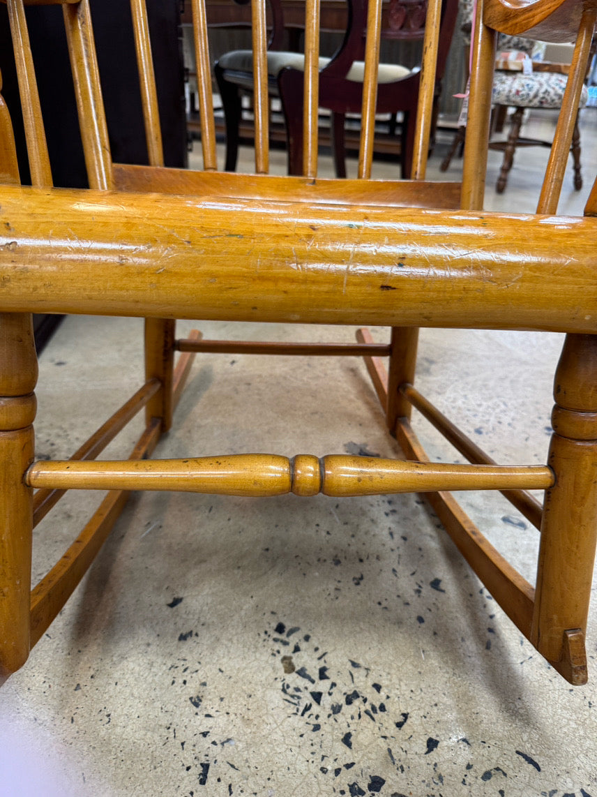 ANTIQUE Blonde Wood Rocking Chair