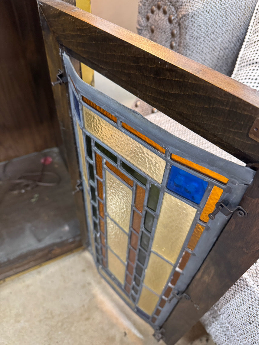 HABERSHAM Wood & Stained Glass Bar Cabinet