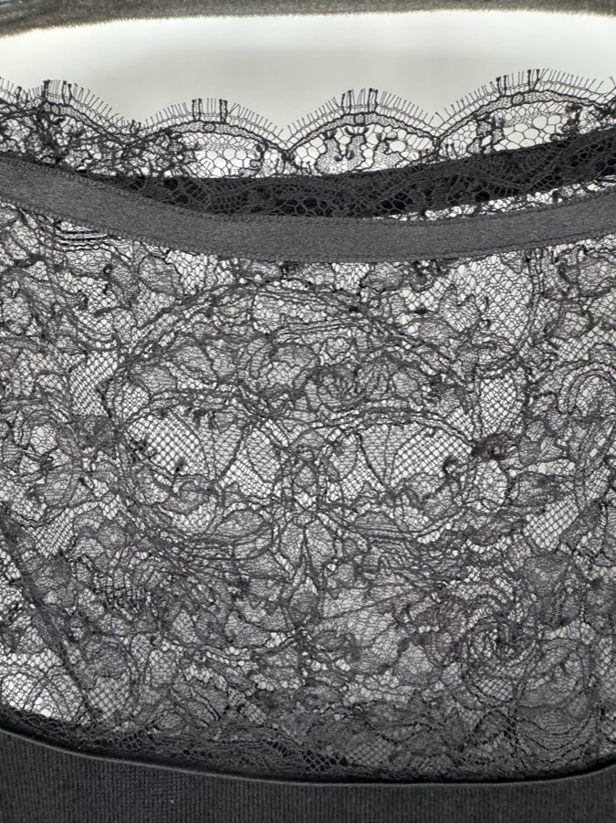 HEIDI WEISEL Size M Black Cashmere Silk Lace Detail Sweater