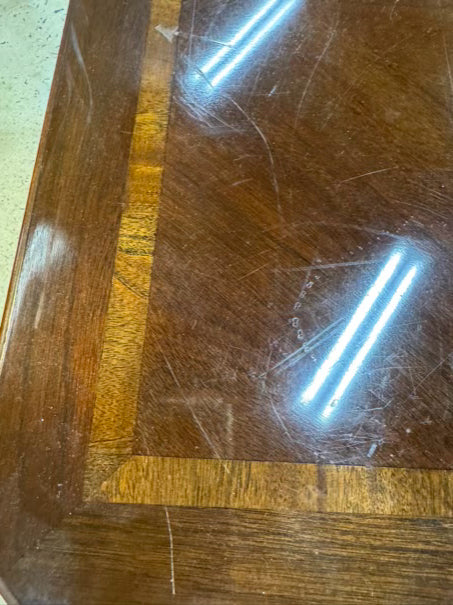 Wood Inlay Chippendale End Table w/ Bottom Shelf