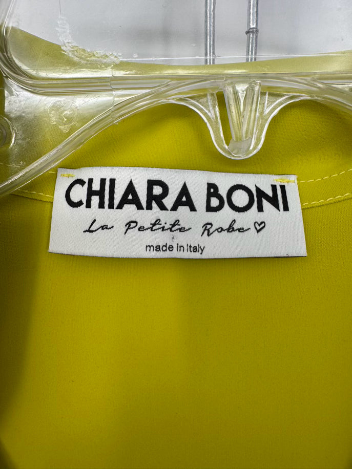 CHIARA BONI Size 44 Chartreuse Belted Sleeveless Dress