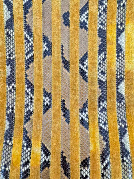 BOTTEGA VENETA Mustard Suede & Snakeskin Embossed Leather Purse