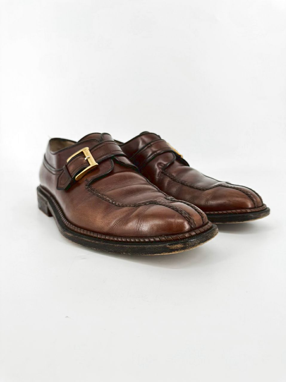 A. TESTONI Size 9 Cognac Leather Dress Shoes