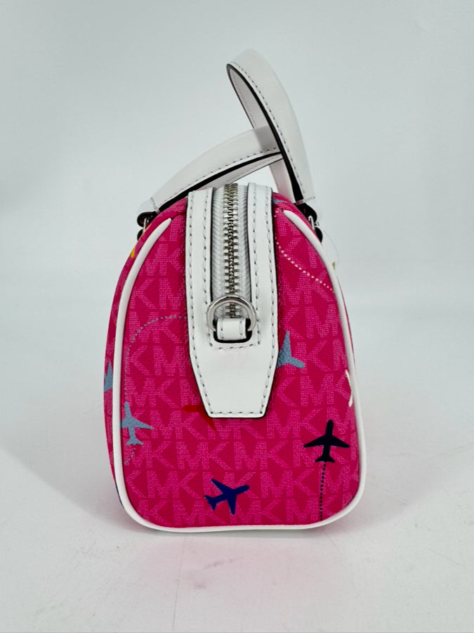MICHAEL MICHAEL KORS Pink & White Leather Airplanes Purse NWT