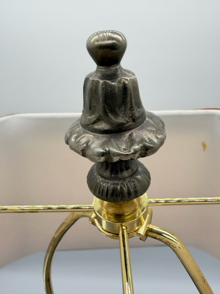 Brass & Metal Fleur De Lis Lamp w/ shade