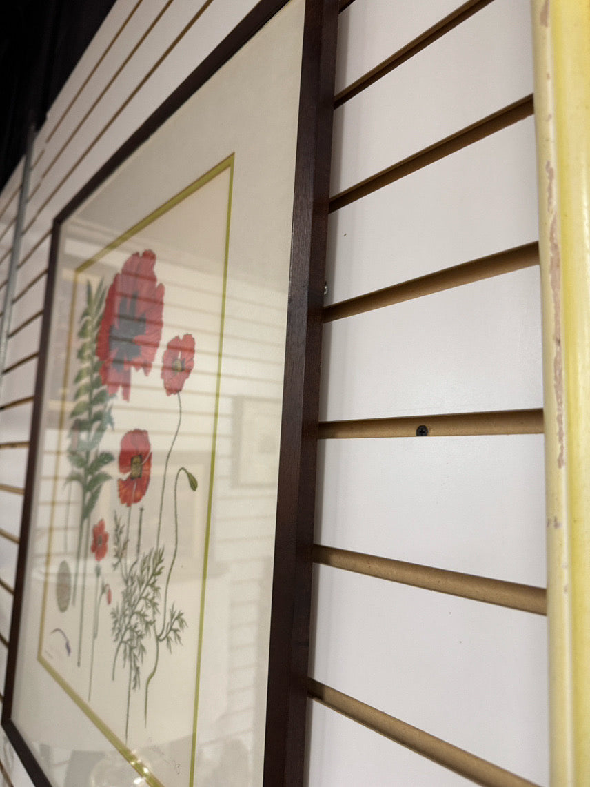 DIANNE COLEMAN Poppies Signed Print in Wood Frame