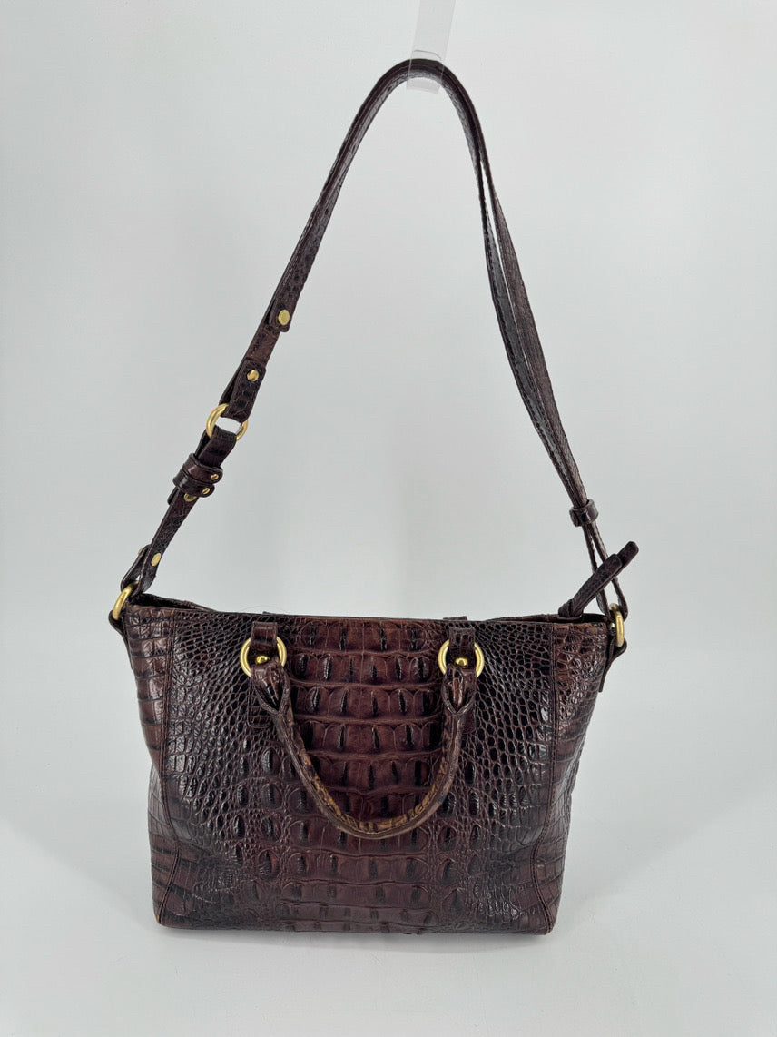 BRAHMIN Brown Embossed Leather Purse