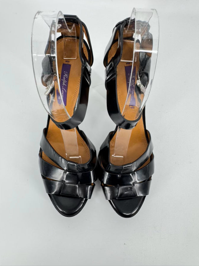 RALPH LAUREN PURPLE LABEL Size 39 Black Patent Leather Pumps