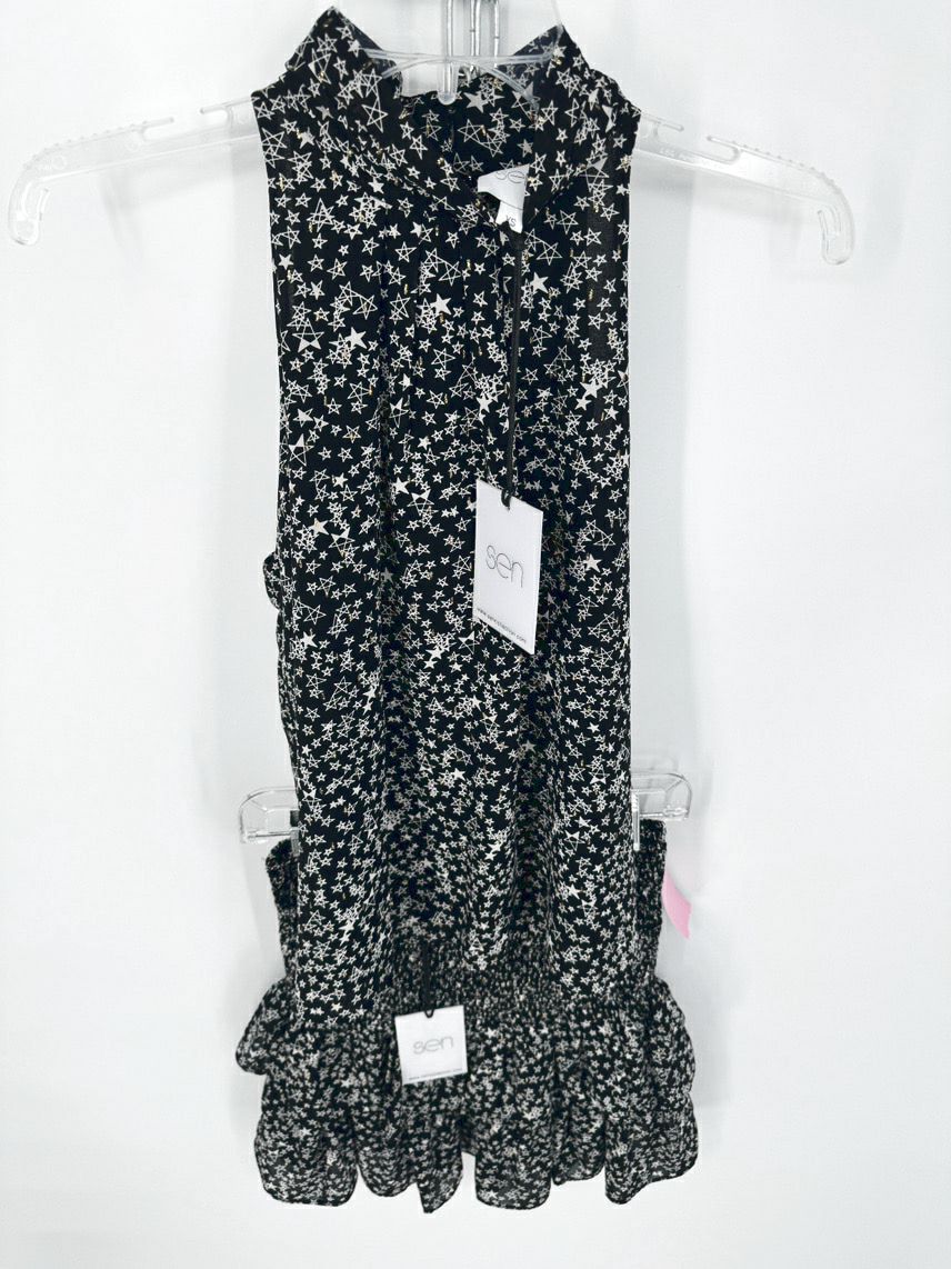 SEN Size XS Black Stars Skirt Set NWT