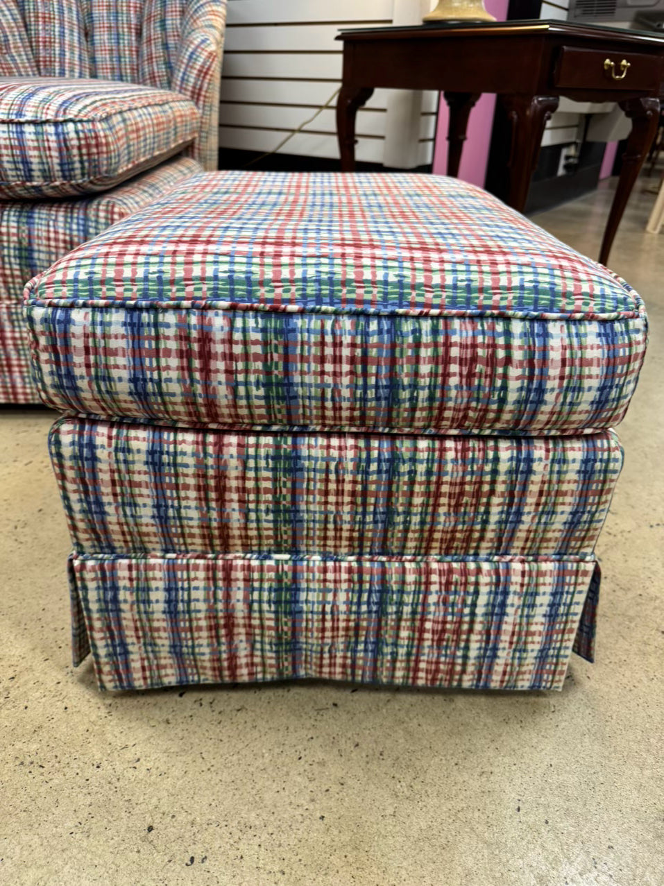 Red & Blue Plaid Ottoman