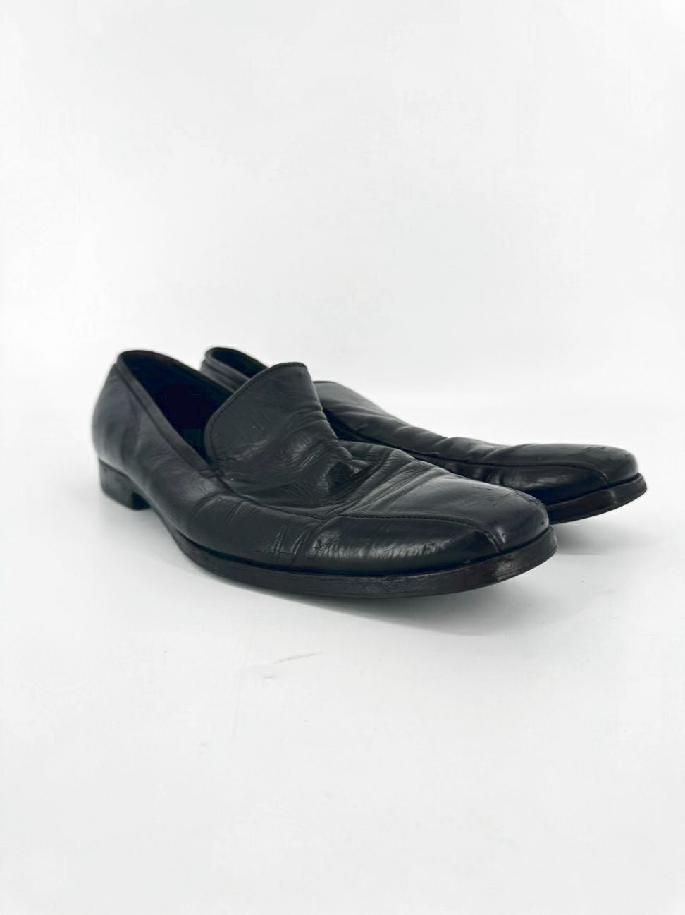 PRADA Size MENS 10 Black Leather Dress Shoes