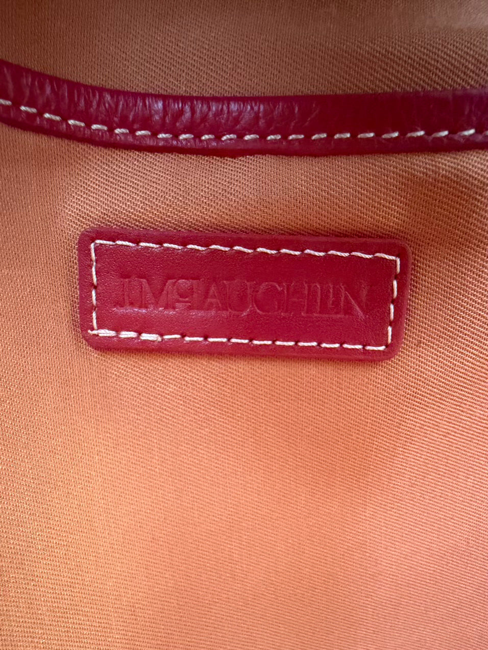 J MCLAUGHLIN Cognac Leather Purse w/ Bamboo Handle
