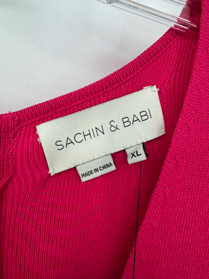 SACHIN + BABI Size XL Magenta Ruffle Detail Shalise Dress NWT