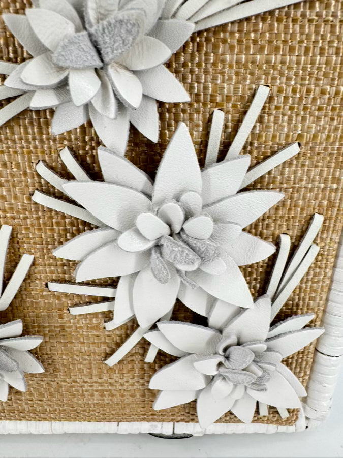 PATRICIA NASH White & Cream Wicker Embroidered Purse
