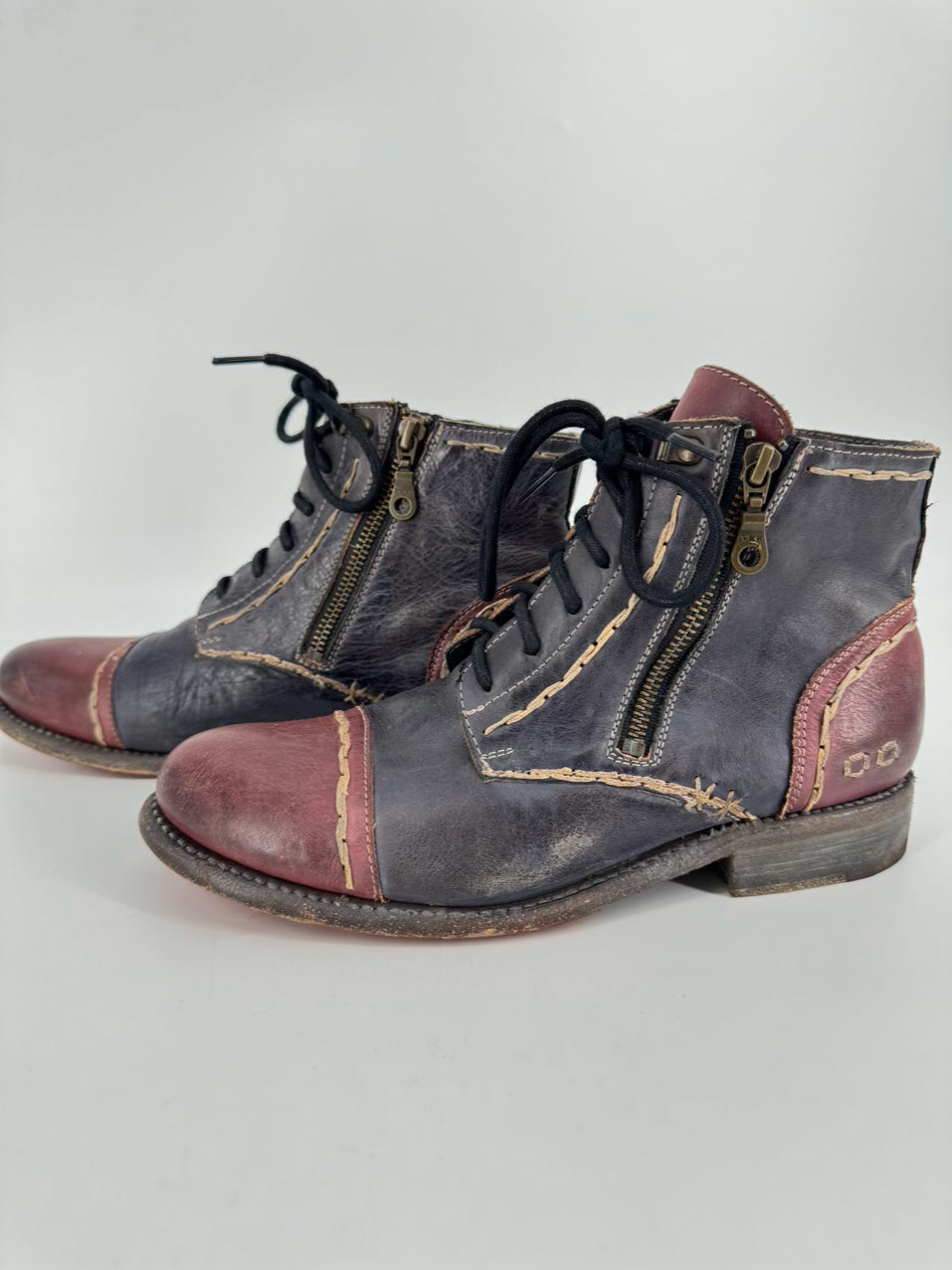 BED STU Size 9.5 Patchwork Leather Boots