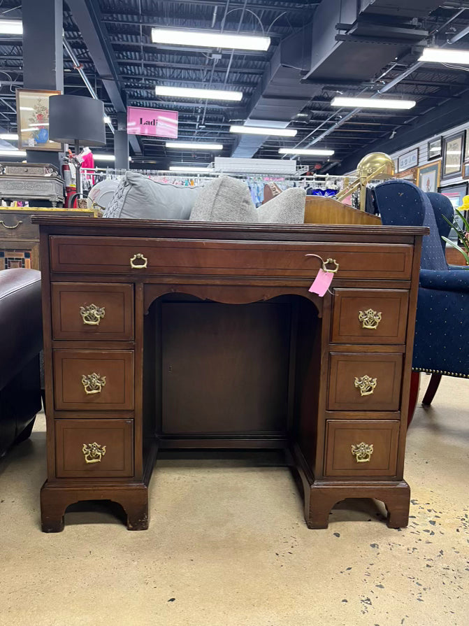 Wood 7 Drawer Desk W/ Hidden Door