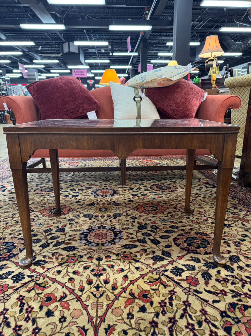 VINTAGE Wood Mirrored-Top Tea Table