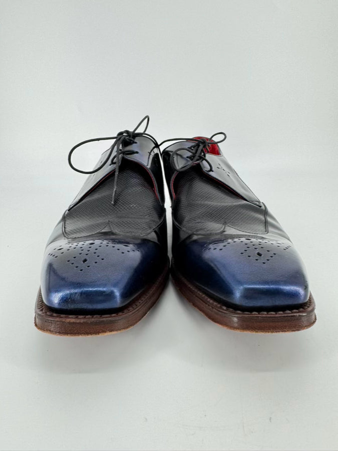JEFFERY WEST Size 9.5 Blue & Black Leather 'Villain' Dress Shoes