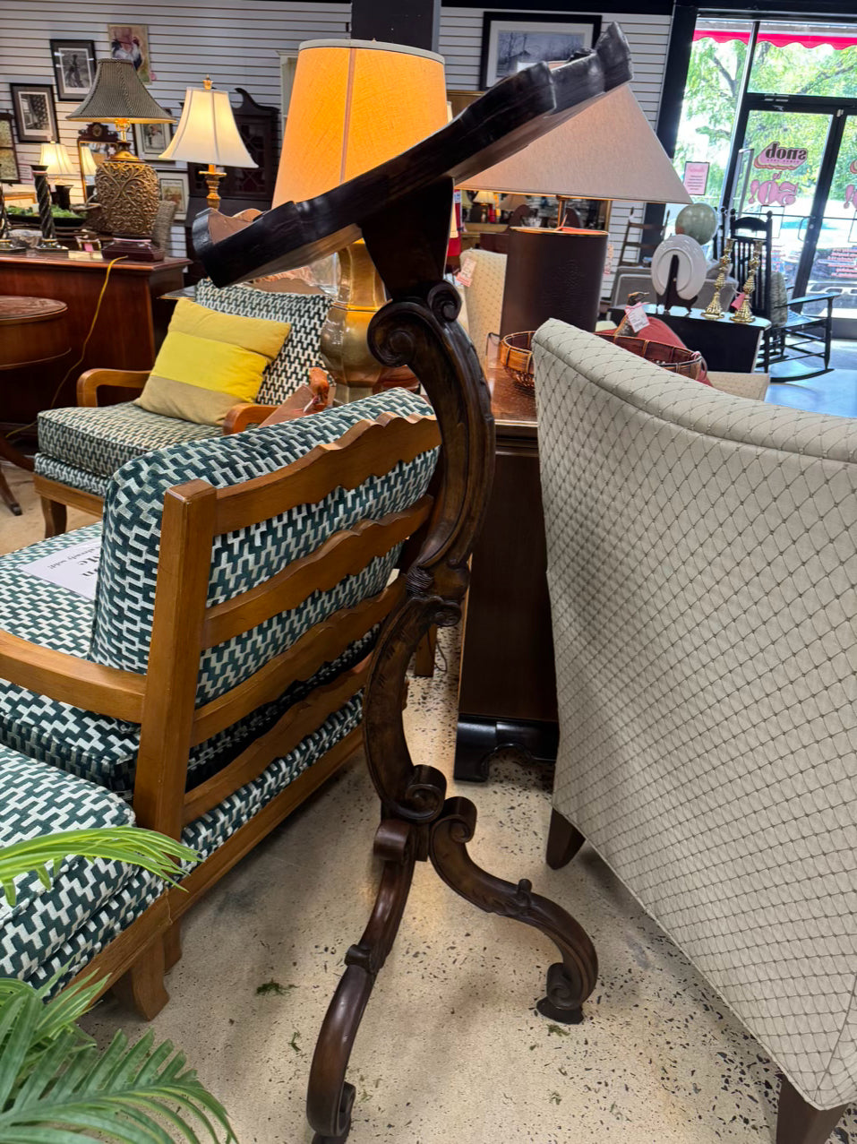Carved Wood Music Stand