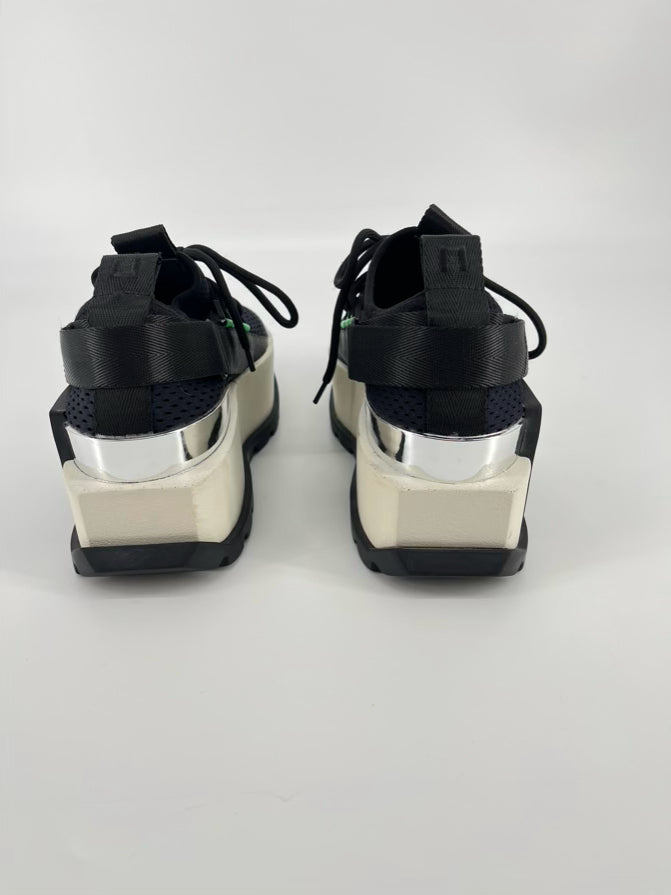 UNITED NUDE Size 40 Navy & Cream Mesh Sneakers