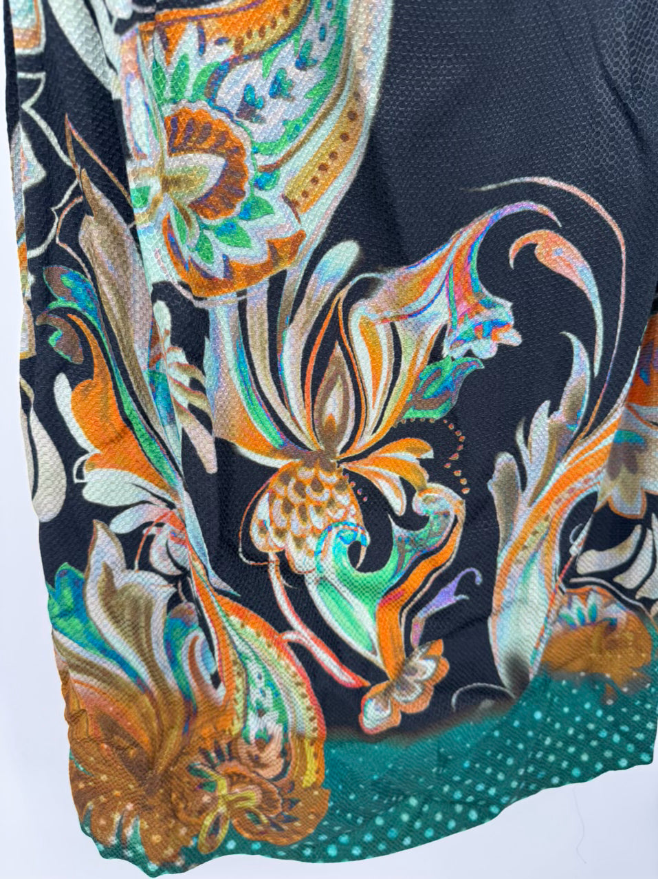 ETRO Size 44 Green & Black Print Dress