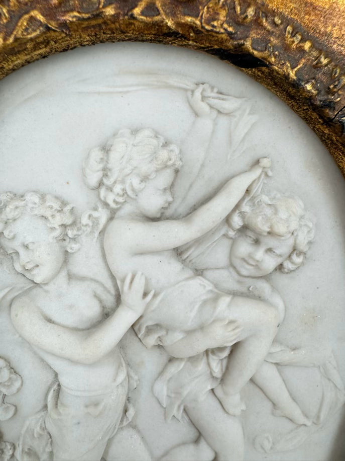 Bisque Relief Plaque in Ornate Gold Frame