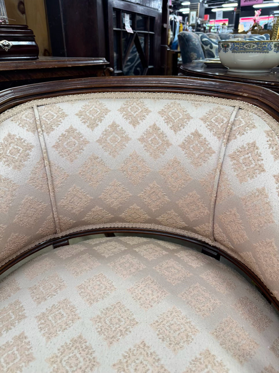 Wood Pink Upholstered French Chair