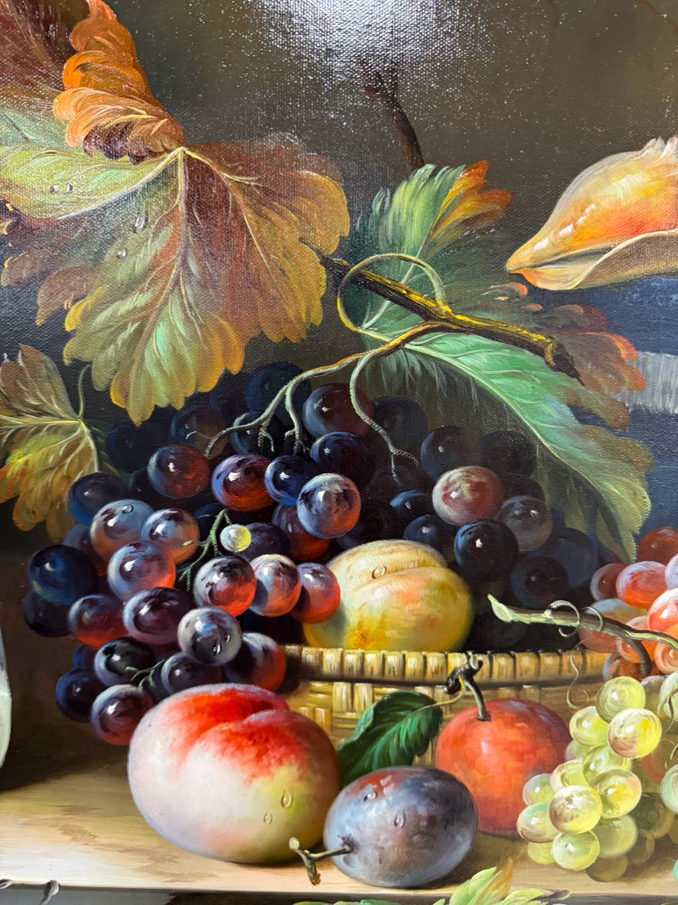 PINDER Fruit & Vessels Still Life Painting in Ornate Gold Frame