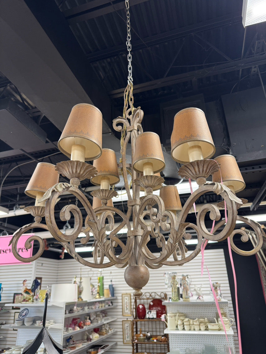 FINE ART LAMPS Taupe 2-Tier 6-Arm Chandelier
