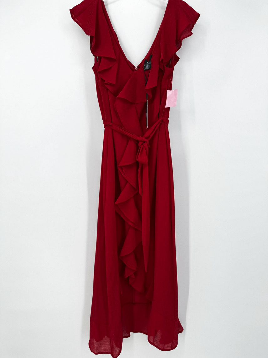 DKNY Size 8 Red Ruffle Maxi-Dress NWT