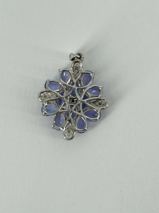 STERLING SILVER Amethyst & Diamond Pendant