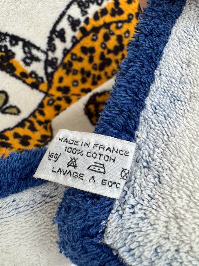 HERMES Blue & Yellow Cheetah Pair of Beach Towels