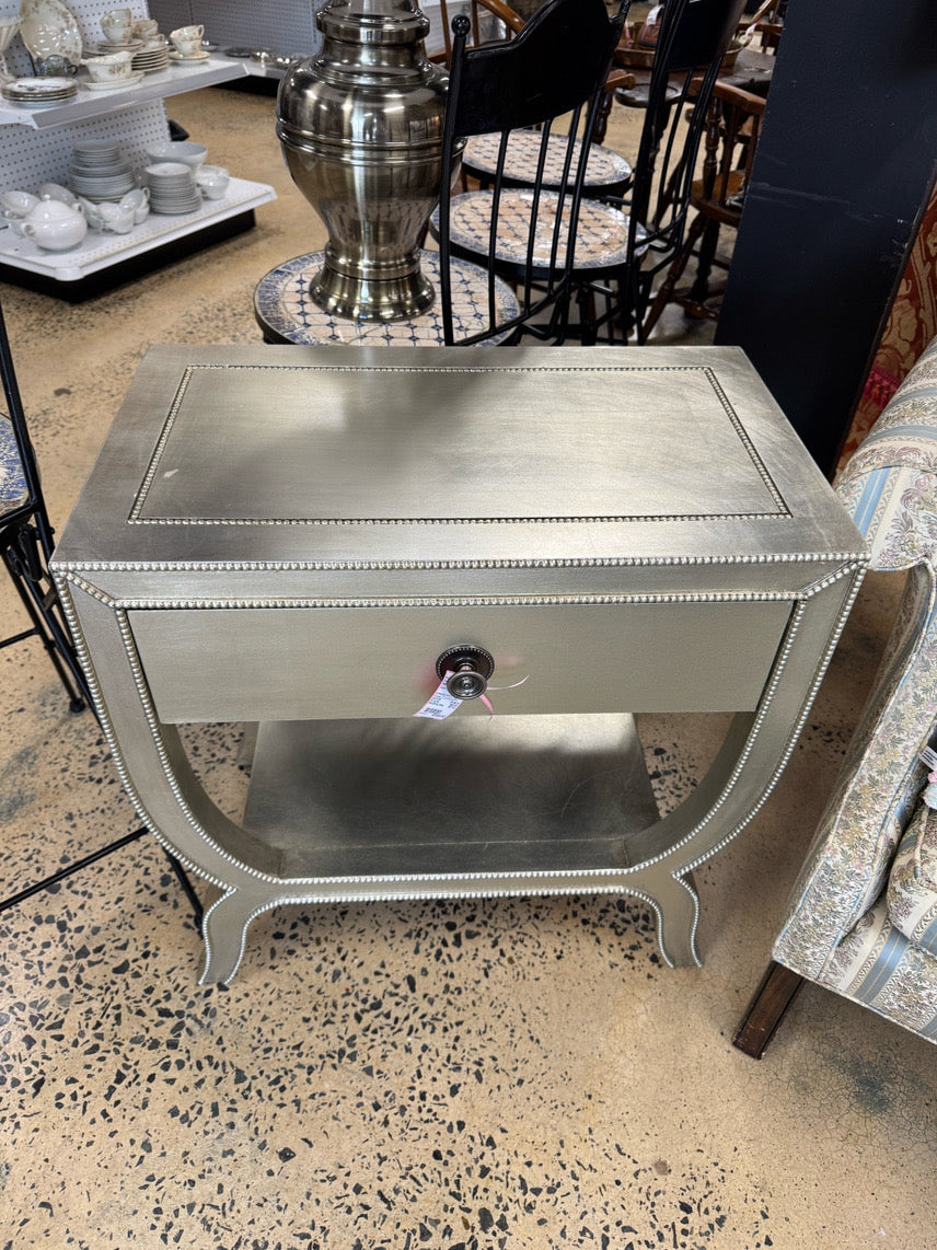 PIER 1 Silver Wood Beaded-Look End Table