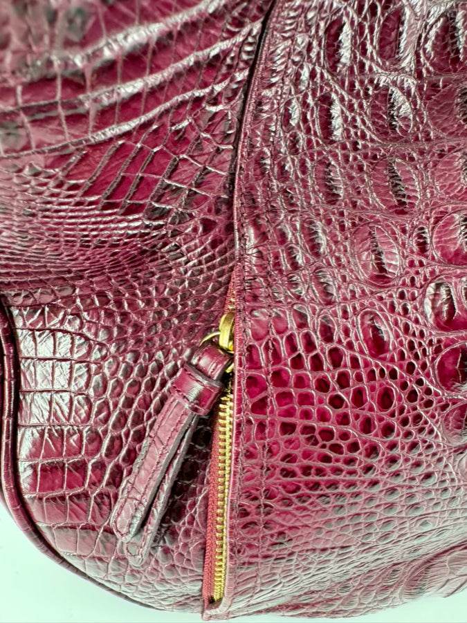 BRAHMIN Merlot Embossed Croc Leather Purse