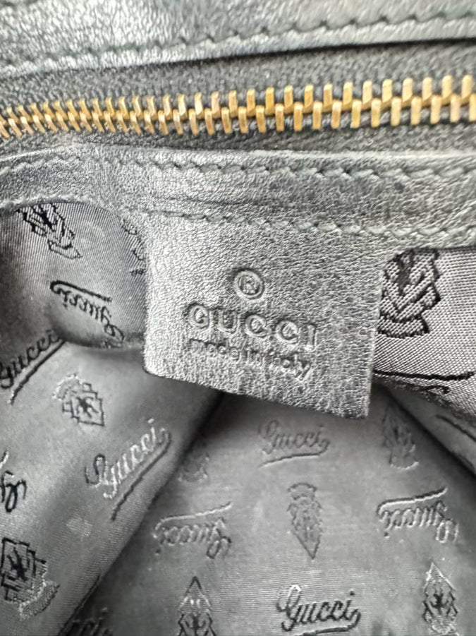 GUCCI Black Leather Purse w/ Gold Tone Details