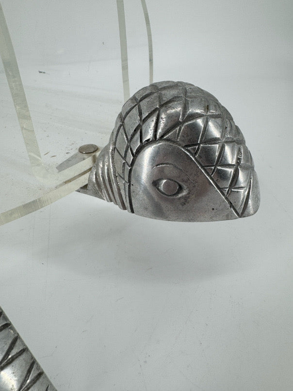 Lucite & Silver Tone Turtle Magazine Rack