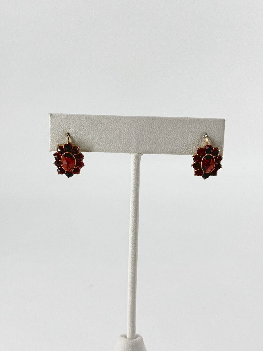 14k Garnet Flower Earrings