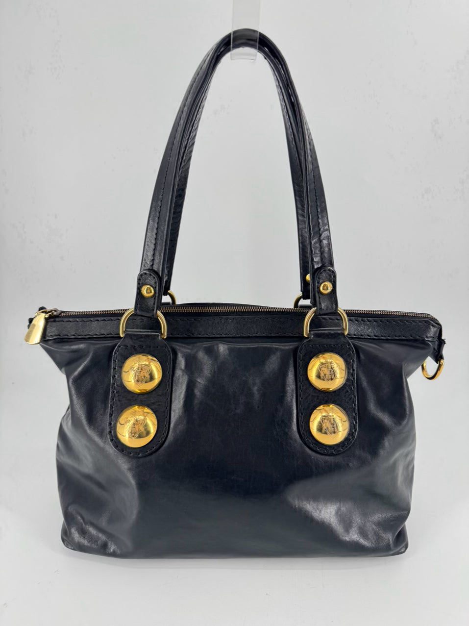 GUCCI Black Leather Purse w/ Gold Tone Details
