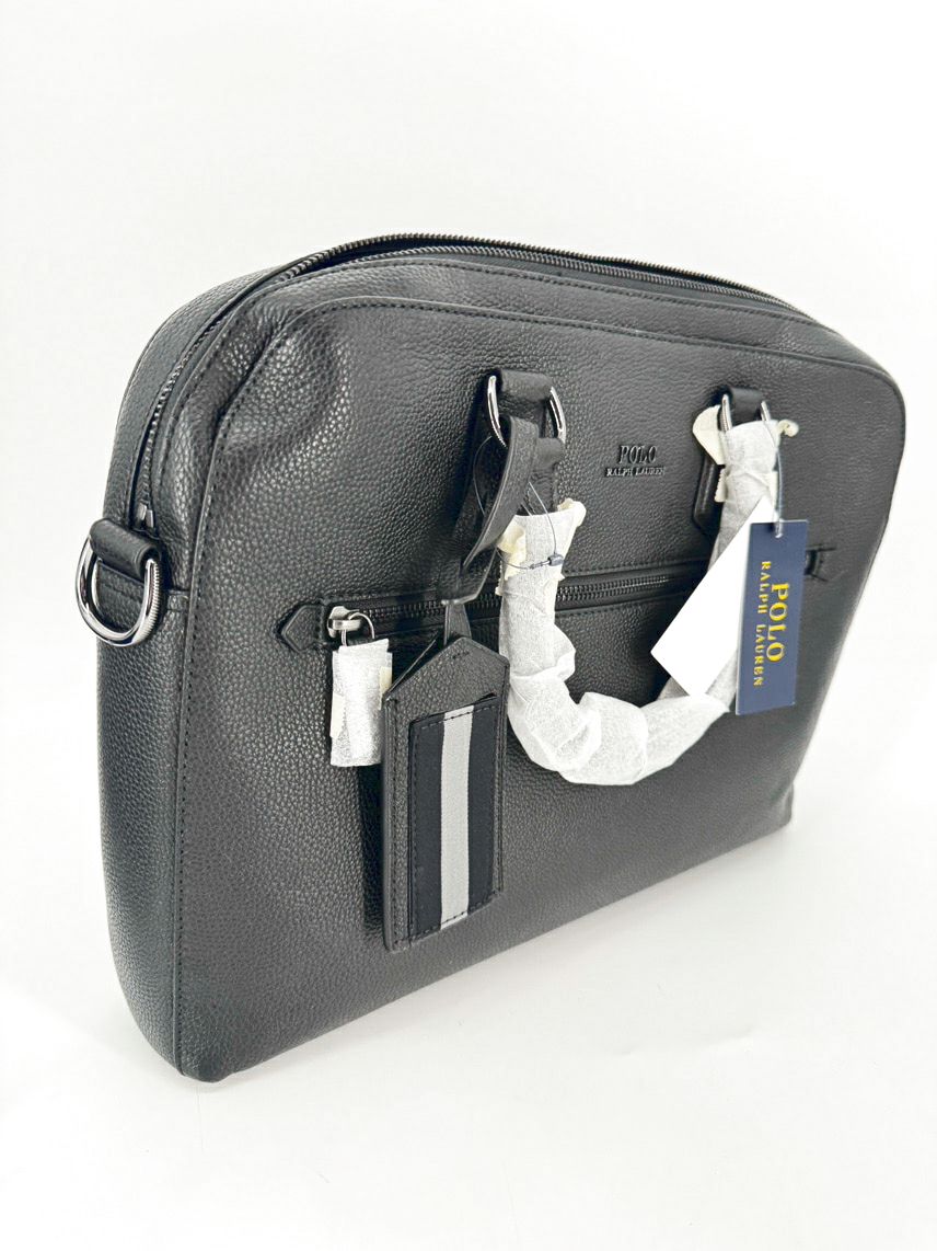 POLO RALPH LAUREN Black Leather Briefcase NWT